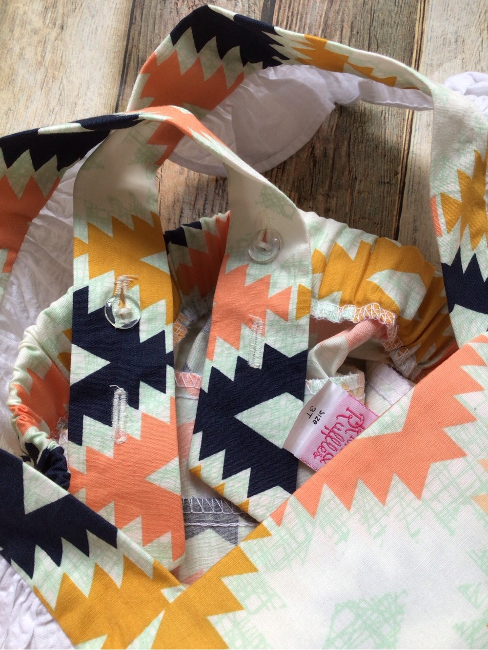 NWT Ricrac & Ruffles Aztec Geometric Bubble Romper - Picture 3 of 3